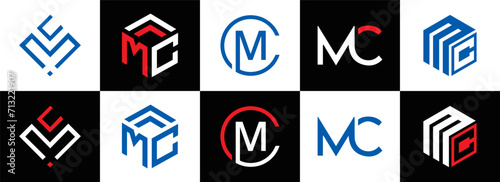 MC logo. M C design. White MC letter. MC, M C letter logo design. Initial letter MC linked circle uppercase monogram logo. M C letter logo vector design. MC letter logo design five style.	
