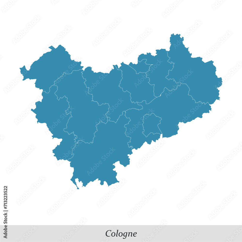 map of Cologne is a region in North Rhine-Westphalia state of Germany
