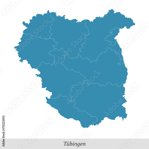 map of Tübingen is a region in Baden-Württemberg state of Germany photo