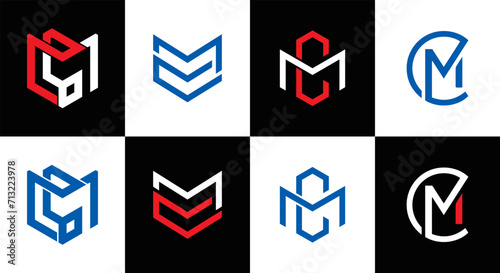 MC logo. M C design. White MC letter. MC, M C letter logo design. Initial letter MC linked circle uppercase monogram logo. M C letter logo vector design. MC letter logo design five style.	
