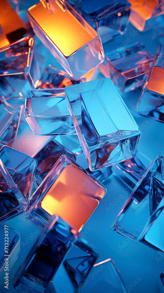 Sleek Glass Tiles in Gradient Hues Design created with Generative AI technology Sleek Glass Tiles in Gradient Hues Design created with Generative AI technology
