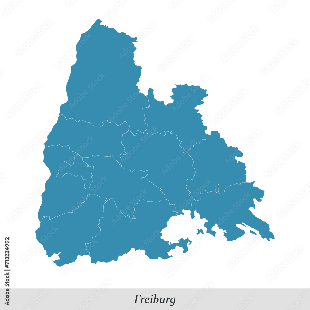 Obraz premium map of Freiburg is a region in Baden-Württemberg state of Germany
