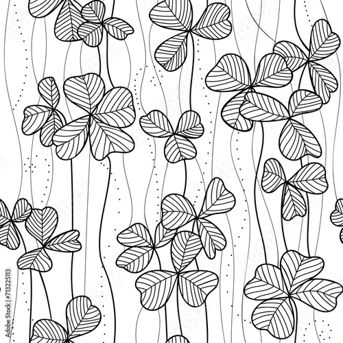 Seamless pattern with clover leaves. 