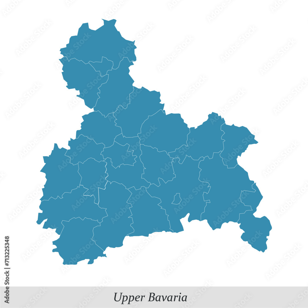 map of Upper Bavaria is a region in Bavaria state of Germany
