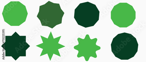 Set of vector starburst, sunburst badges. Nine different color. Simple flat style Vintage labels. Design elements. red stickers. A collection of different types and colors icon