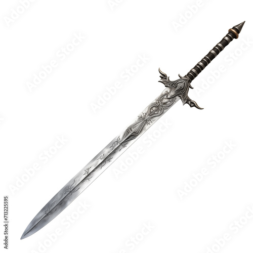 Old sword medieval weapon blade on cutout PNG transparent background