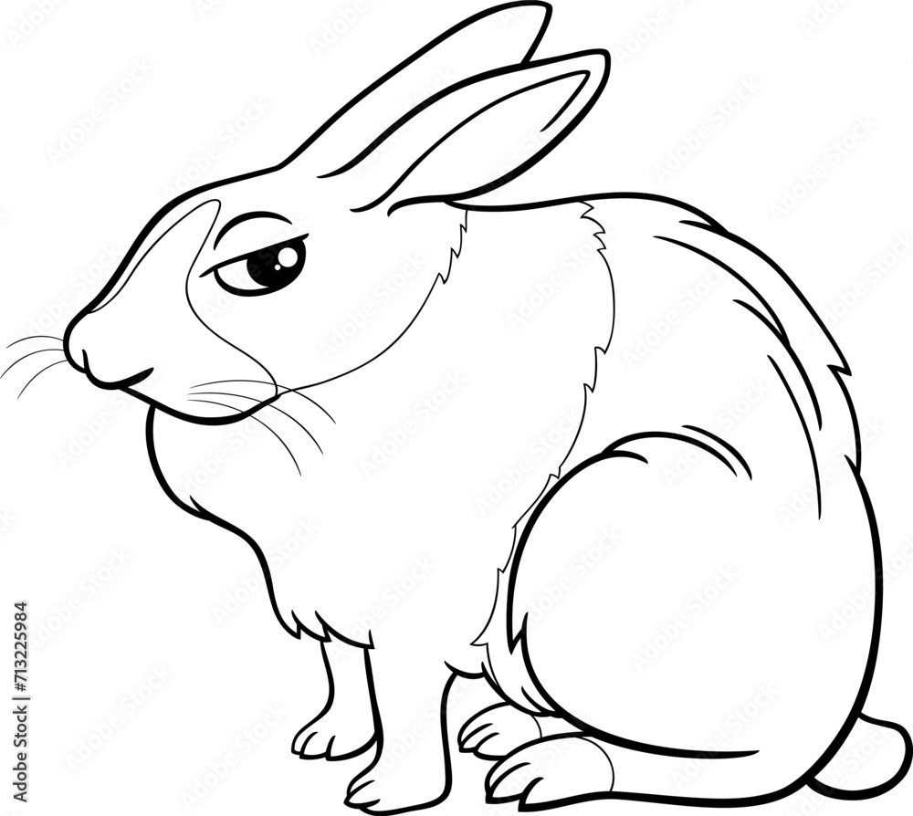 cartoon sitting miniature rabbit animal coloring page