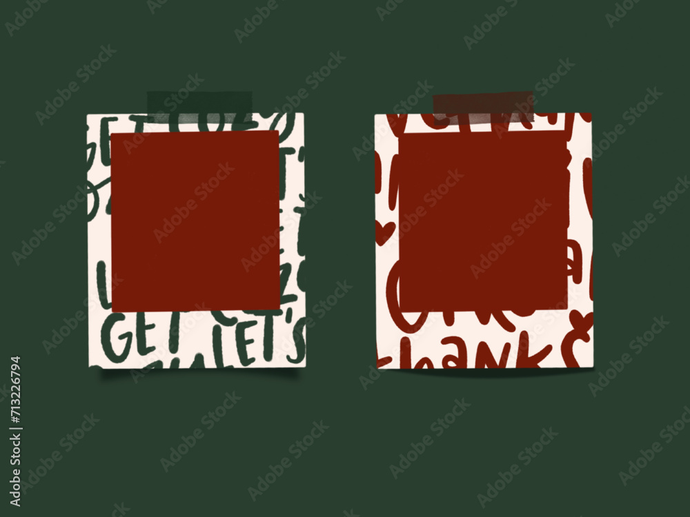 Polaroid Template notes with Phrases_Photo frame in green and red Polaroid Template notes with Phrases_Photo frame in green and red