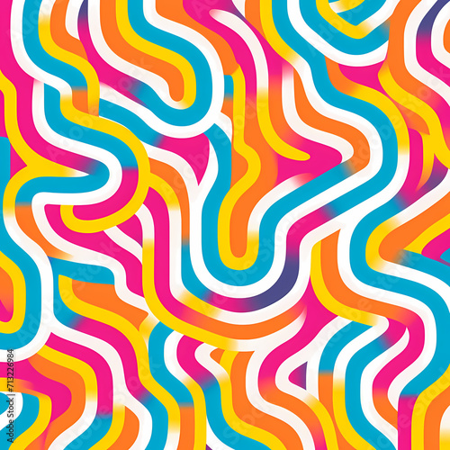 Pattern line abstract horizontal background with pink, yellow, white, blue, colorful waves seamless illustration wallpaper;