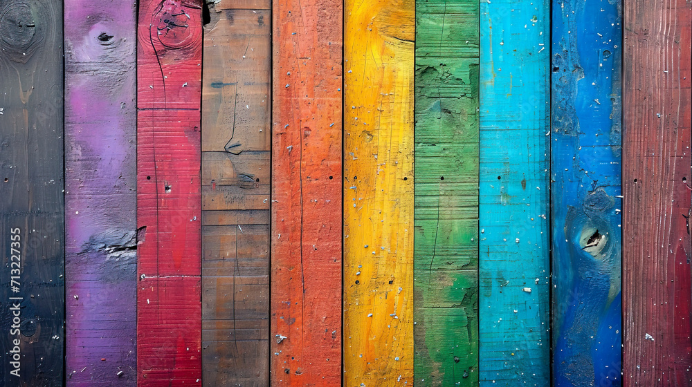 Vibrant Rainbow Painted Wooden Planks Texture created with Generative ...