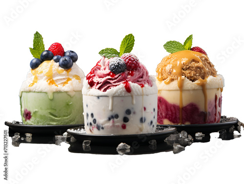 a group of ice cream sundaes