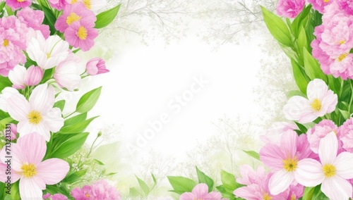 Art spring flowers frame background  generative  AI