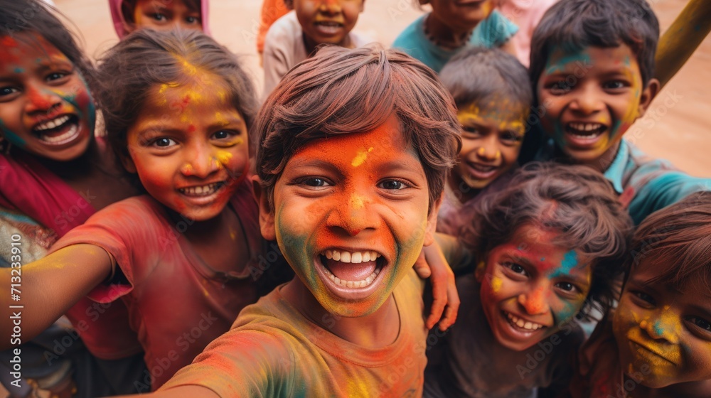 Indian kids playing Holi in India. Holi is the festival of colors. Indian kids playing Holi in India. Holi is the festival of colors.