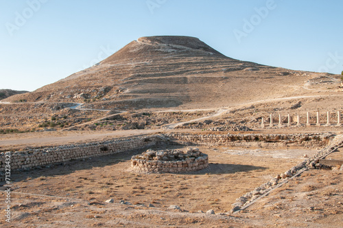 View of Herodian National Park, an ancient fortress built by King Herod South of Jerusalem, Israel. photo