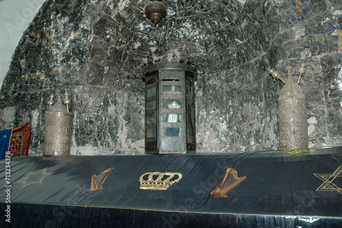 Interior view of the tomb of King David on Mount Zion in Jerusalem, Israel.