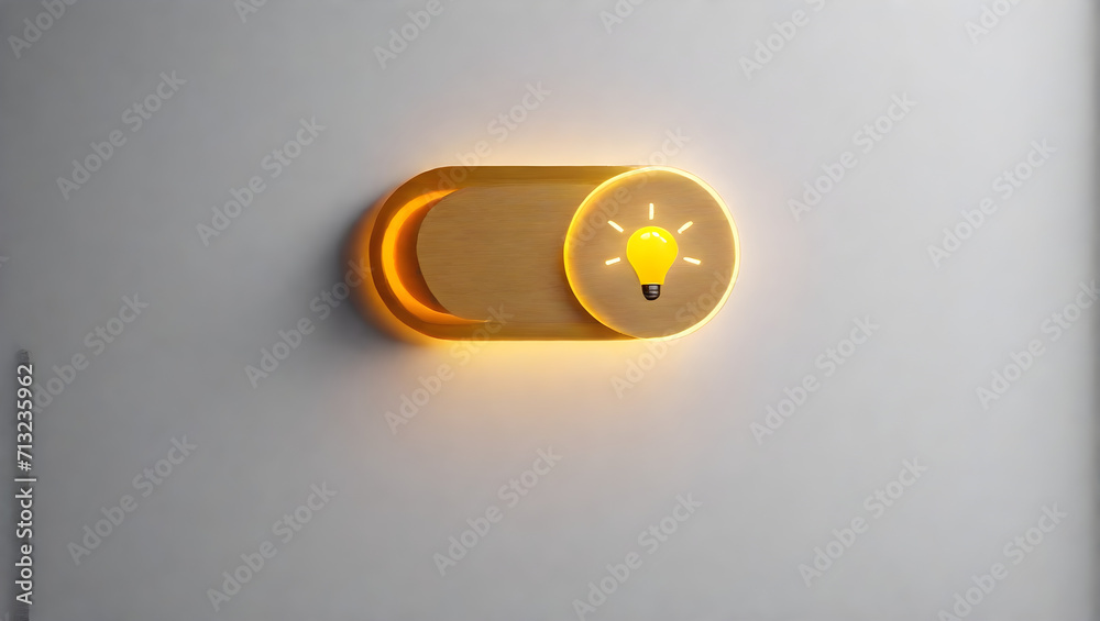 On and off toggle switch buttons with idea light bulb icon, Creative ...