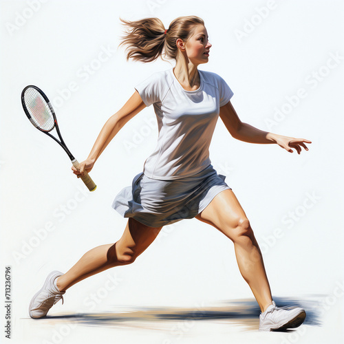 woman playing badminton badminton, sport, white background © Elements Design