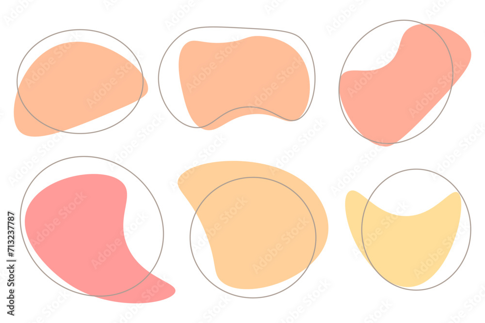 Set of abstract fluid shapes in pastel colors. vector illustrations. peach fuzz and analogous color. Set of abstract fluid shapes in pastel colors. vector illustrations. peach fuzz and analogous color.