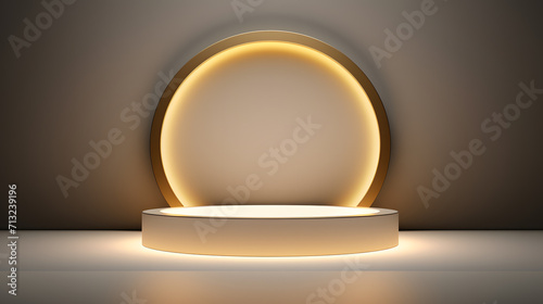 product display podium mockup background with light frame © sugastocks
