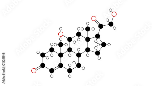 corticosterone molecule, structural chemical formula, ball-and-stick model, isolated image adrenal cortex