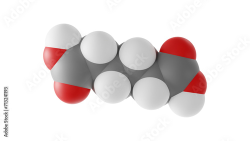 adipic acid molecule, gluconolactone, hexanedioic acid, molecular structure, isolated 3d model van der Waals