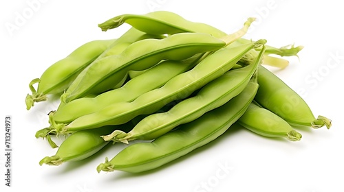 A heap of fresh harvested Vicia faba, also known as broad bean, fava bean, or faba bean isolated. photo