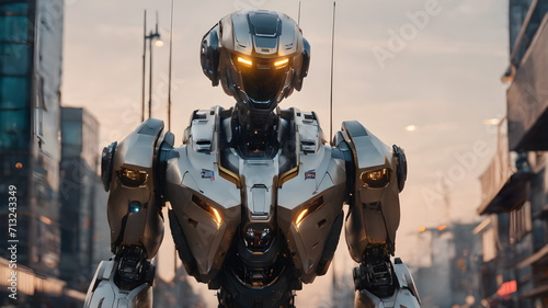 Modern and sleek guardian robot in stunning 4k detail
