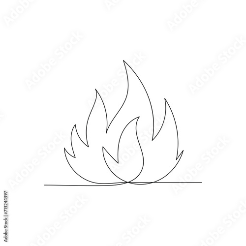 Bon fire continuous one line drawing outline vector  illustration