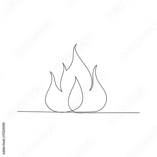 Bon fire continuous one line drawing outline vector illustration
