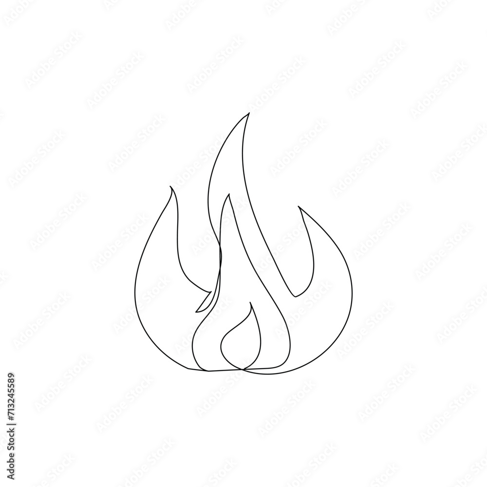 Bon fire continuous one line drawing outline vector illustration Bon fire continuous one line drawing outline vector illustration