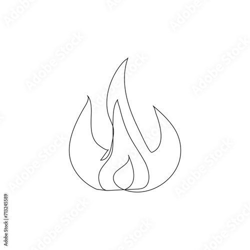 Bon fire continuous one line drawing outline vector  illustration