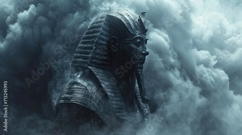 Ethereal Egyptian Gods Clad in Plate Armour Amidst the Clouds. A Majestic Sight 