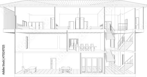 3D illustration of building project