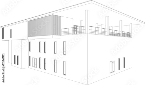 3D illustration of building project