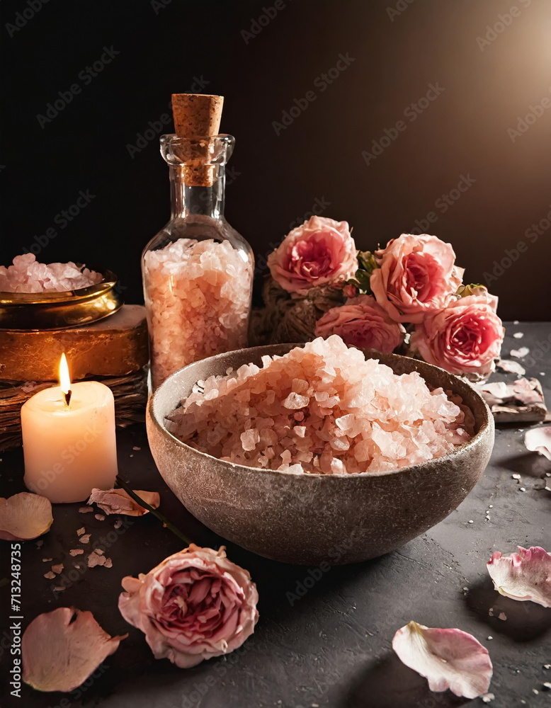 Spa massage table, relax and healthcare concept Spa massage table, relax and healthcare concept