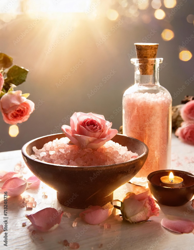 Spa massage table, relax and healthcare concept Spa massage table, relax and healthcare concept
