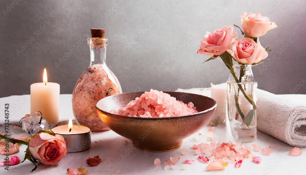 Spa massage table, relax and healthcare concept Spa massage table, relax and healthcare concept