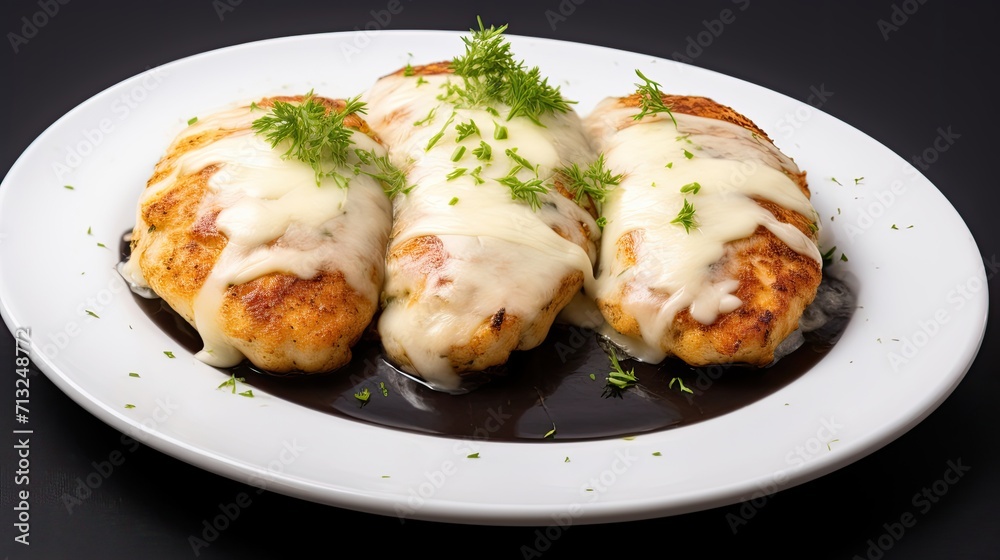 Professional food photography of Chicken cutlets with cheese