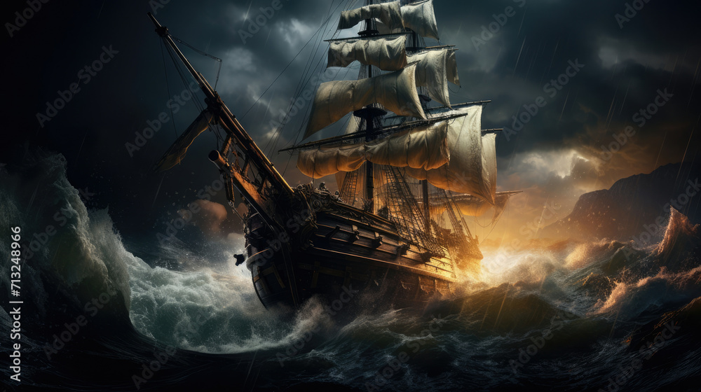 Sea ship ocean pirate water