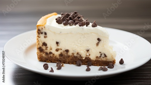 Professional food photography of Chocolate chip cheesecake