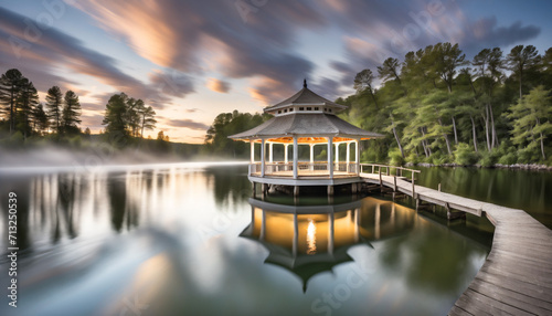 a waterfront pavilion on the beautiful waterside 