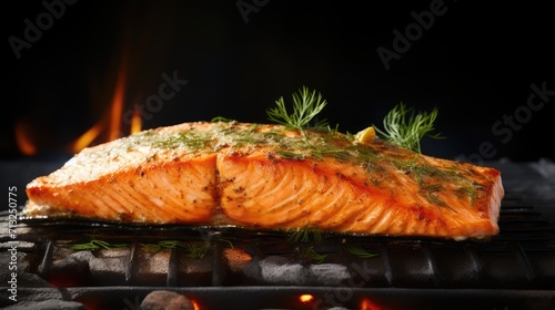 Professional food photography of Grilled salmon