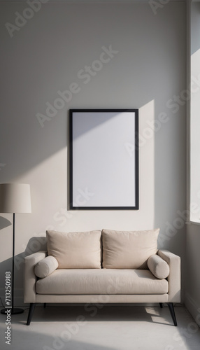 Mock up a frame in living room interior background, © Jirut