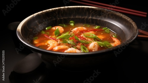 Professional food photography of Miso soup with shrimp