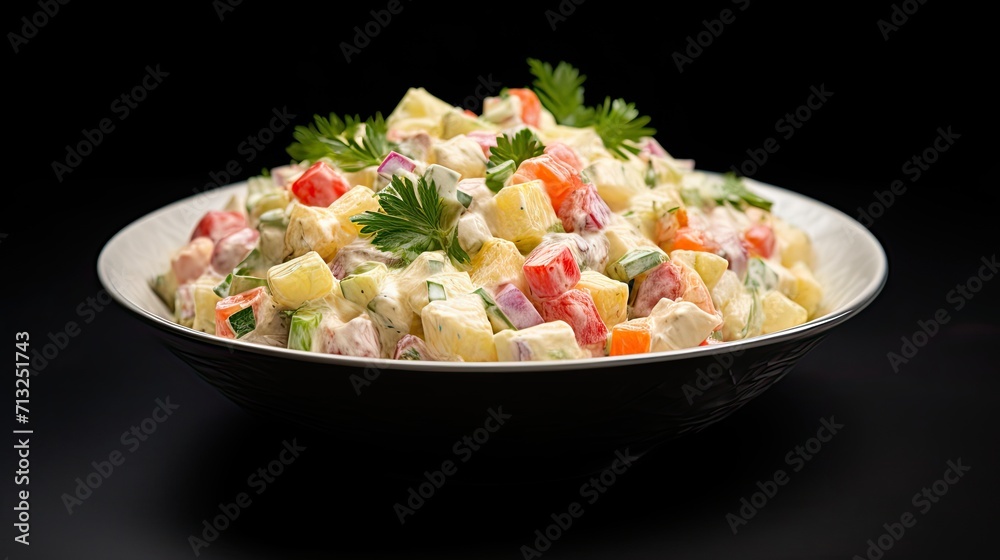 Professional food photography of Olivier salad