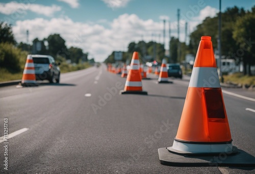 Lane Closure Cones Blocking Off a Portion of the Road for Maintenance