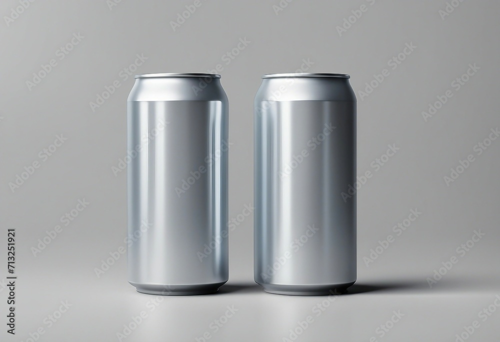 Set of 2 aluminium drink cans on isolated transparent background useful for mockup template Set of 2 aluminium drink cans on isolated transparent background useful for mockup template