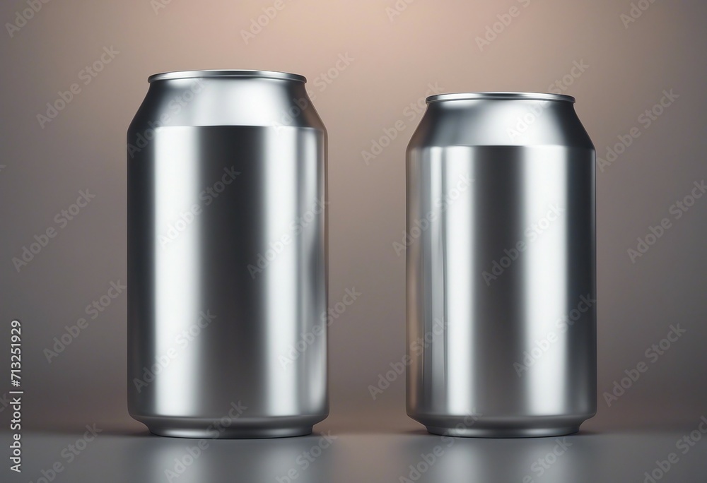 Set of 2 aluminium drink cans on isolated transparent background useful for mockup template Set of 2 aluminium drink cans on isolated transparent background useful for mockup template