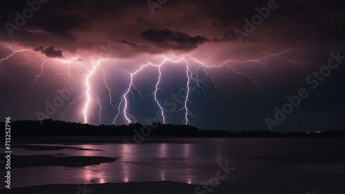 lightning in the night A cosmic dance of forces, where the lightning is the leader, and the positive and negative ions 