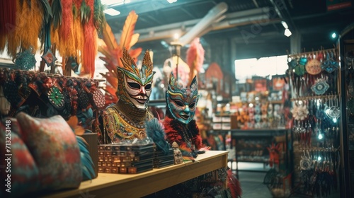 Person Wearing Mask and Costume in Store, Carnival Checked photo